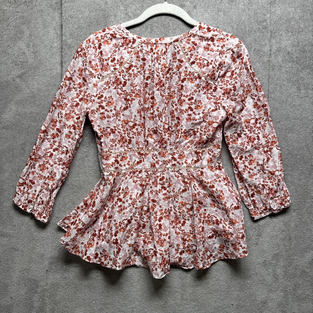 Moulinette Soeurs Floral Top 2 Amelie Blouse Peplum Cottage Coquette Romantic - Picture 8 of 9